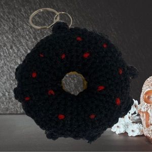 handmade crochet donut keychain